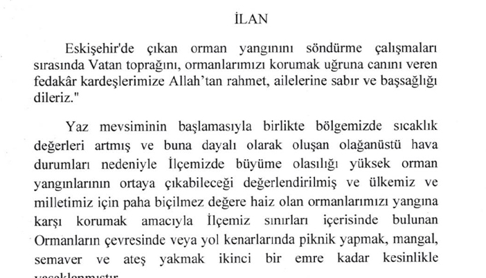 Kürtün Belediyesi’nden Kritik Uyarı: Ateş Yakmak Yasaklandı